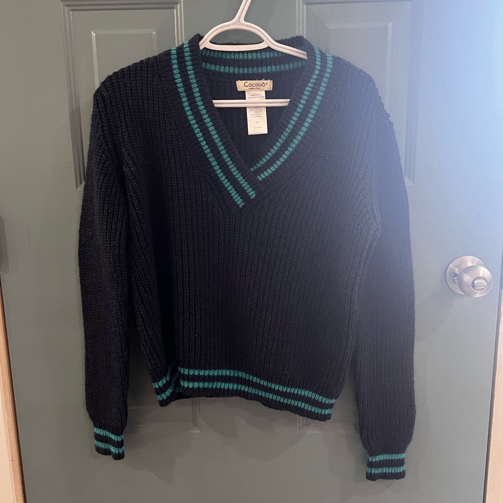 Cocogiò Navy Sweater with Teal Accents